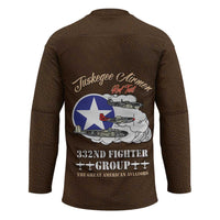 Tuskegee Airmen WWII Heroes Hockey Jersey The Great American Aviators Brown Leather Pattern - Wonder Print Shop