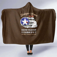 Tuskegee Airmen WWII Heroes Hooded Blanket The Great American Aviators Brown Leather Pattern - Wonder Print Shop