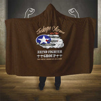 Tuskegee Airmen WWII Heroes Hooded Blanket The Great American Aviators Brown Leather Pattern - Wonder Print Shop