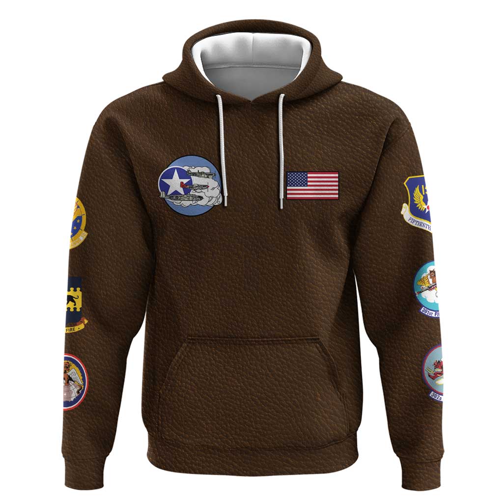 Tuskegee Airmen WWII Heroes Hoodie The Great American Aviators Brown Leather Pattern - Wonder Print Shop