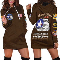 Tuskegee Airmen WWII Heroes Hoodie Dress The Great American Aviators Brown Leather Pattern - Wonder Print Shop
