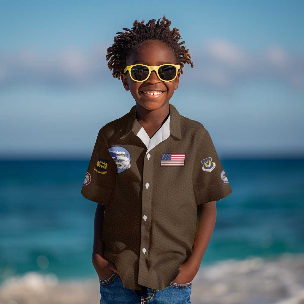 Tuskegee Airmen WWII Heroes Kid Hawaiian Shirt The Great American Aviators Brown Leather Pattern - Wonder Print Shop