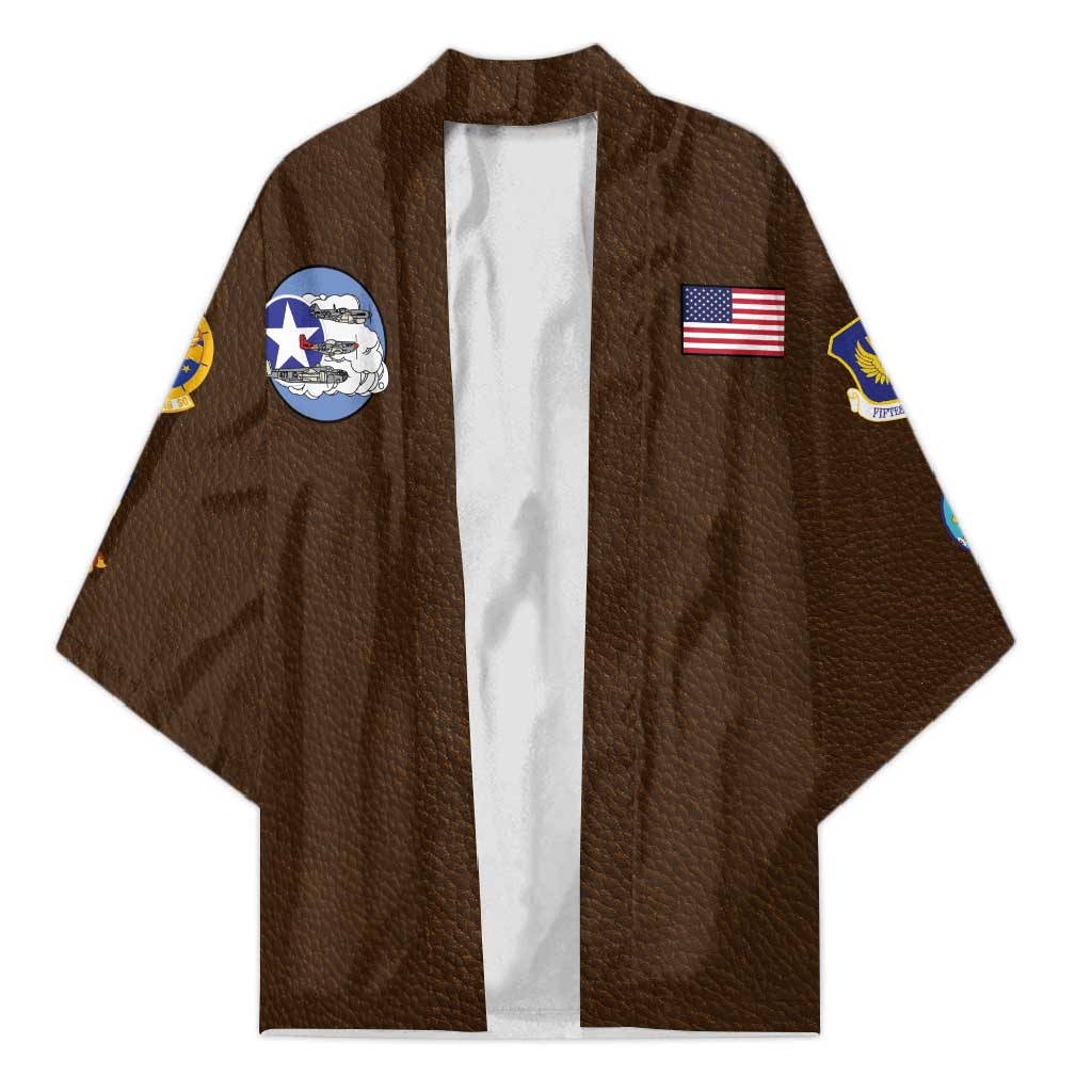 Tuskegee Airmen WWII Heroes Kimono The Great American Aviators Brown Leather Pattern - Wonder Print Shop