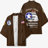 Tuskegee Airmen WWII Heroes Kimono The Great American Aviators Brown Leather Pattern - Wonder Print Shop