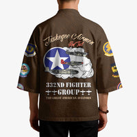 Tuskegee Airmen WWII Heroes Kimono The Great American Aviators Brown Leather Pattern - Wonder Print Shop
