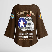 Tuskegee Airmen WWII Heroes Kimono Sleeve Blouse The Great American Aviators Brown Leather Pattern - Wonder Print Shop