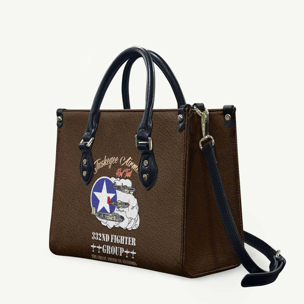 Tuskegee Airmen WWII Heroes Leather Bag The Great American Aviators Brown Leather Pattern - Wonder Print Shop