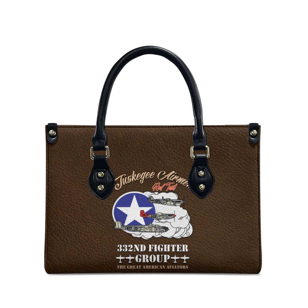 Tuskegee Airmen WWII Heroes Leather Bag The Great American Aviators Brown Leather Pattern - Wonder Print Shop