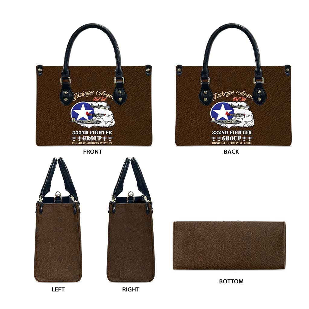 Tuskegee Airmen WWII Heroes Leather Bag The Great American Aviators Brown Leather Pattern - Wonder Print Shop