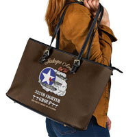 Tuskegee Airmen WWII Heroes Leather Tote Bag The Great American Aviators Brown Leather Pattern - Wonder Print Shop