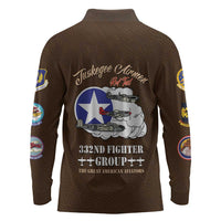 Tuskegee Airmen WWII Heroes Long Sleeve Polo Shirt The Great American Aviators Brown Leather Pattern - Wonder Print Shop