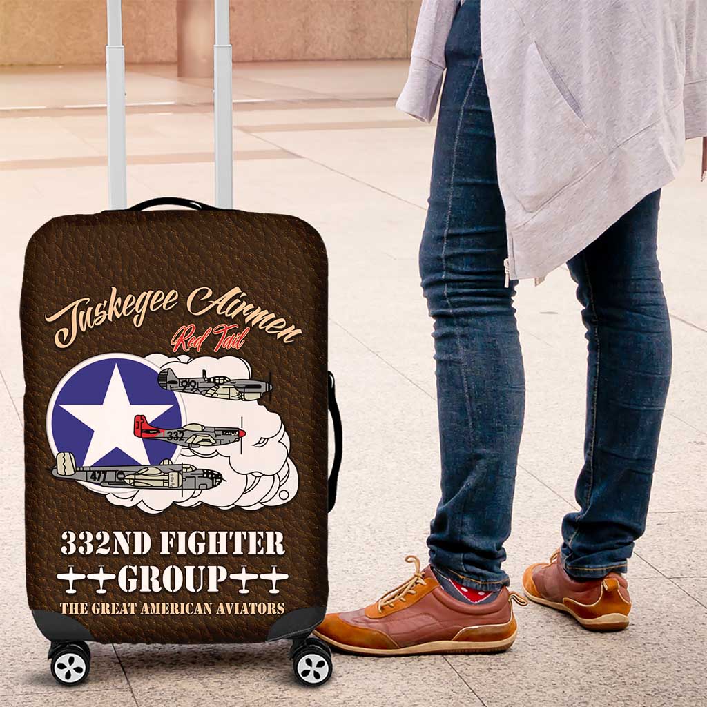 Tuskegee Airmen WWII Heroes Luggage Cover The Great American Aviators Brown Leather Pattern - Wonder Print Shop