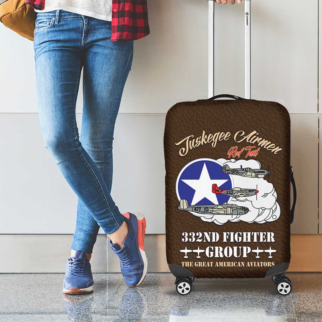 Tuskegee Airmen WWII Heroes Luggage Cover The Great American Aviators Brown Leather Pattern - Wonder Print Shop