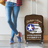 Tuskegee Airmen WWII Heroes Luggage Cover The Great American Aviators Brown Leather Pattern - Wonder Print Shop
