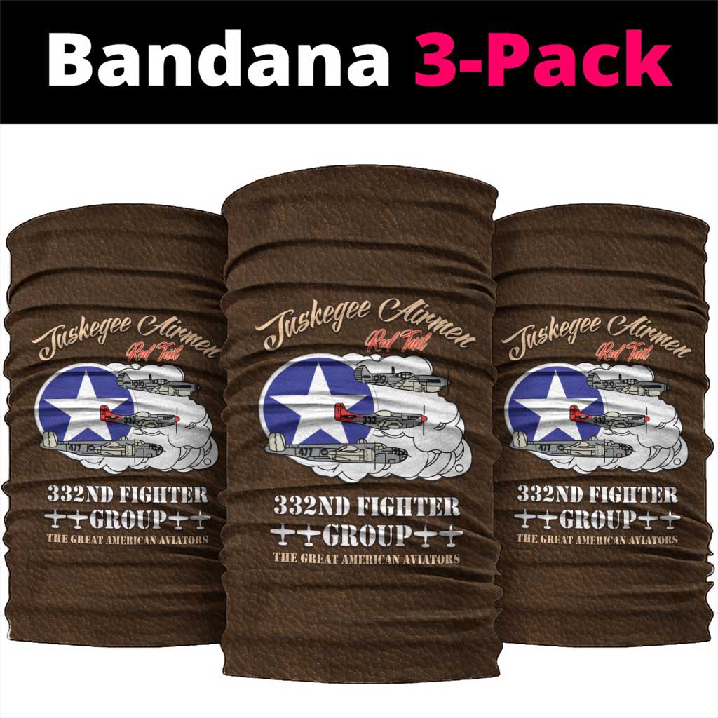 Tuskegee Airmen WWII Heroes Neck Gaiter The Great American Aviators Brown Leather Pattern - Wonder Print Shop