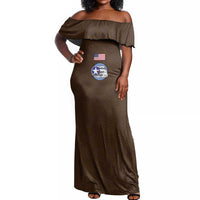 Tuskegee Airmen WWII Heroes Off Shoulder Maxi Dress The Great American Aviators Brown Leather Pattern - Wonder Print Shop