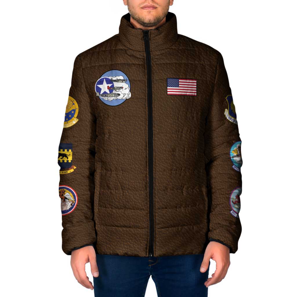 Tuskegee Airmen WWII Heroes Padded Jacket The Great American Aviators Brown Leather Pattern - Wonder Print Shop