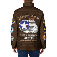 Tuskegee Airmen WWII Heroes Padded Jacket The Great American Aviators Brown Leather Pattern - Wonder Print Shop