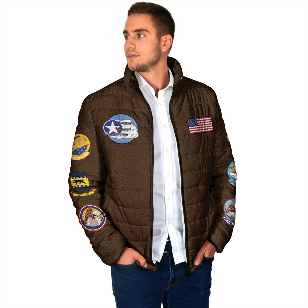 Tuskegee Airmen WWII Heroes Padded Jacket The Great American Aviators Brown Leather Pattern - Wonder Print Shop