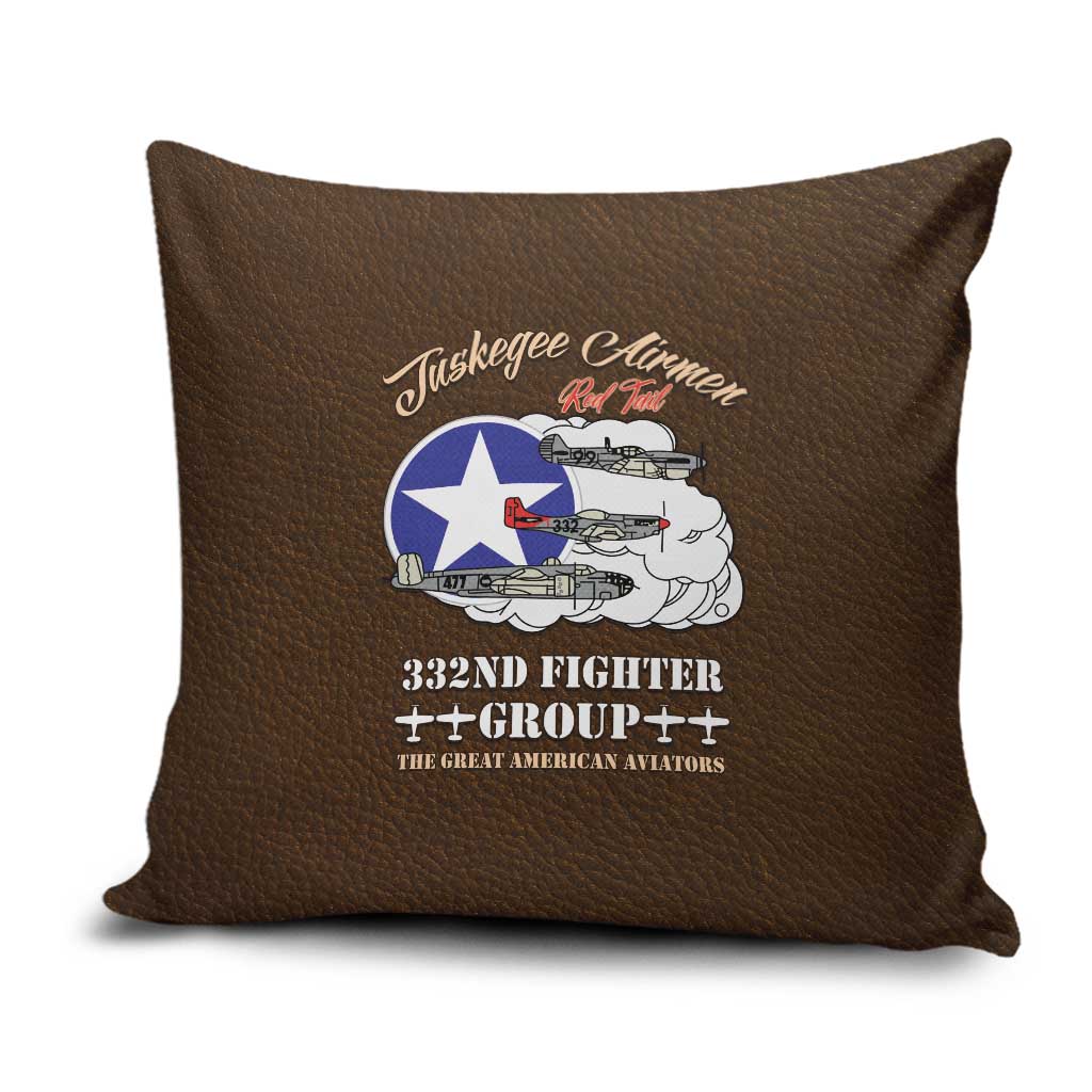 Tuskegee Airmen WWII Heroes Pillow Cover The Great American Aviators Brown Leather Pattern - Wonder Print Shop