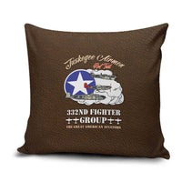 Tuskegee Airmen WWII Heroes Pillow Cover The Great American Aviators Brown Leather Pattern - Wonder Print Shop