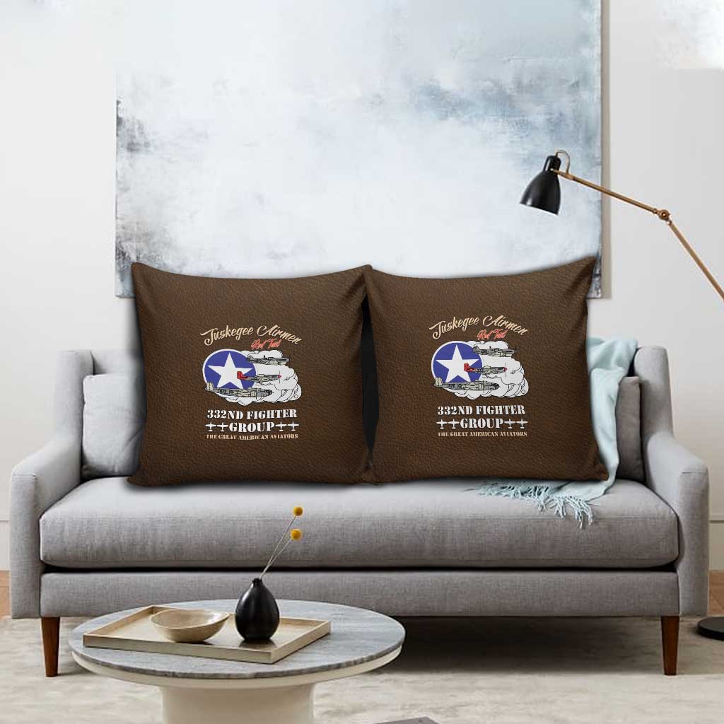Tuskegee Airmen WWII Heroes Pillow Cover The Great American Aviators Brown Leather Pattern - Wonder Print Shop