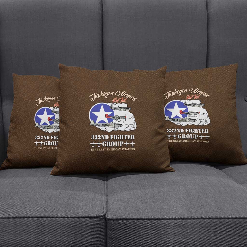 Tuskegee Airmen WWII Heroes Pillow Cover The Great American Aviators Brown Leather Pattern - Wonder Print Shop