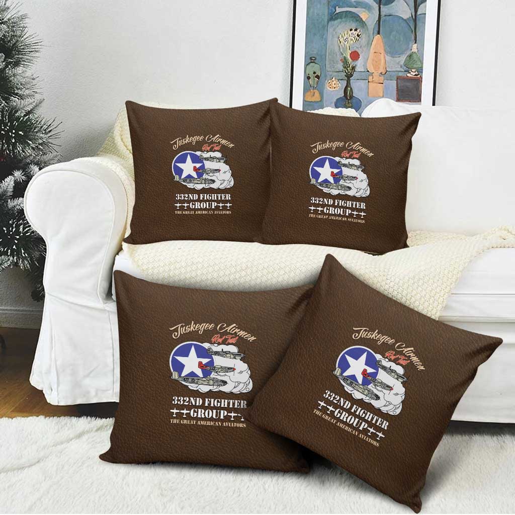 Tuskegee Airmen WWII Heroes Pillow Cover The Great American Aviators Brown Leather Pattern - Wonder Print Shop