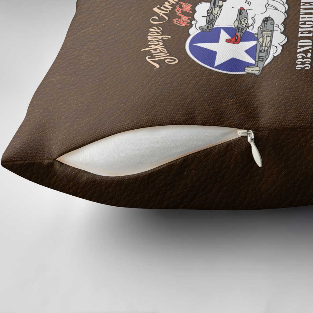 Tuskegee Airmen WWII Heroes Pillow Cover The Great American Aviators Brown Leather Pattern - Wonder Print Shop