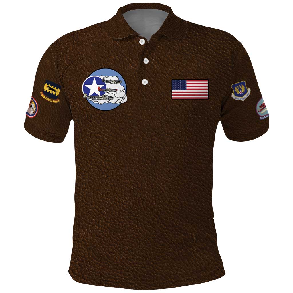 Tuskegee Airmen WWII Heroes Polo Shirt The Great American Aviators Brown Leather Pattern - Wonder Print Shop