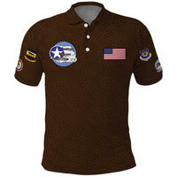 Tuskegee Airmen WWII Heroes Polo Shirt The Great American Aviators Brown Leather Pattern - Wonder Print Shop