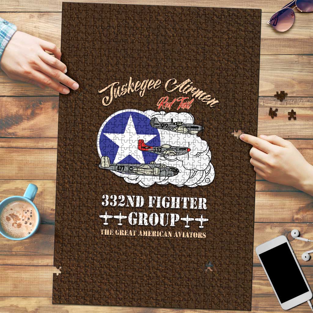 Tuskegee Airmen WWII Heroes Puzzle The Great American Aviators Brown Leather Pattern - Wonder Print Shop