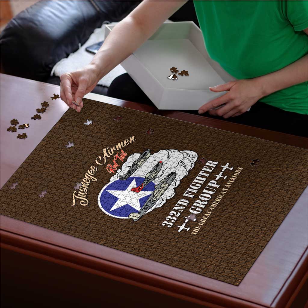 Tuskegee Airmen WWII Heroes Puzzle The Great American Aviators Brown Leather Pattern - Wonder Print Shop