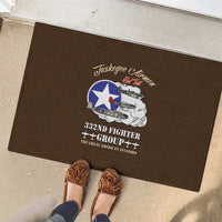 Tuskegee Airmen WWII Heroes Rubber Doormat The Great American Aviators Brown Leather Pattern - Wonder Print Shop