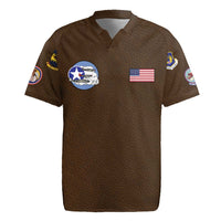 Tuskegee Airmen WWII Heroes Rugby Jersey The Great American Aviators Brown Leather Pattern - Wonder Print Shop