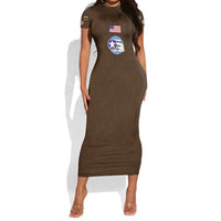 Tuskegee Airmen WWII Heroes Short Sleeve Bodycon Dress The Great American Aviators Brown Leather Pattern - Wonder Print Shop