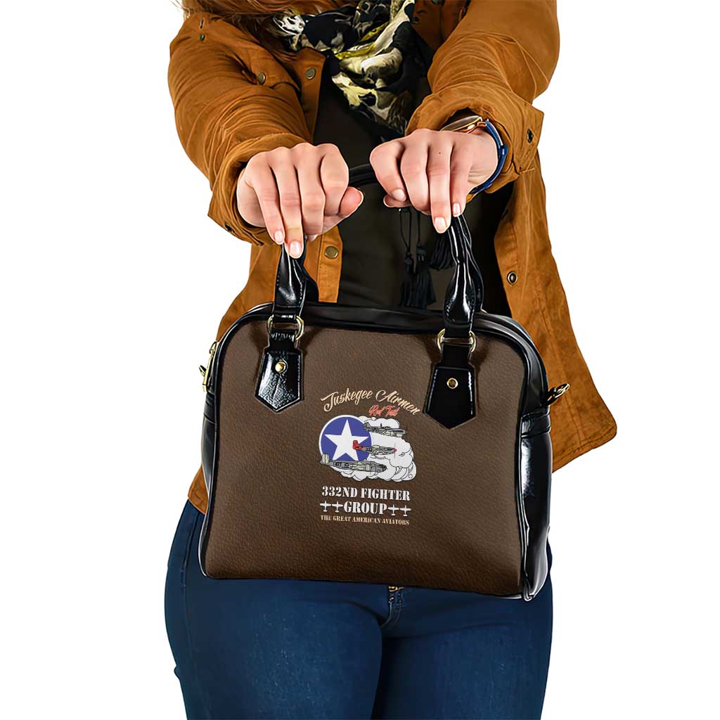Tuskegee Airmen WWII Heroes Shoulder Handbag The Great American Aviators Brown Leather Pattern - Wonder Print Shop