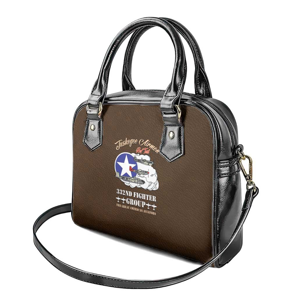 Tuskegee Airmen WWII Heroes Shoulder Handbag The Great American Aviators Brown Leather Pattern - Wonder Print Shop