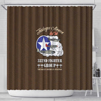 Tuskegee Airmen WWII Heroes Shower Curtain The Great American Aviators Brown Leather Pattern - Wonder Print Shop