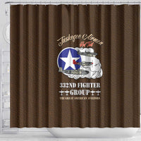 Tuskegee Airmen WWII Heroes Shower Curtain The Great American Aviators Brown Leather Pattern - Wonder Print Shop