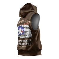 Tuskegee Airmen WWII Heroes Sleeveless Hoodie The Great American Aviators Brown Leather Pattern - Wonder Print Shop