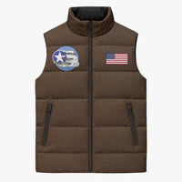 Tuskegee Airmen WWII Heroes Sleeveless Puffer Jacket The Great American Aviators Brown Leather Pattern - Wonder Print Shop
