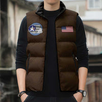 Tuskegee Airmen WWII Heroes Sleeveless Puffer Jacket The Great American Aviators Brown Leather Pattern - Wonder Print Shop