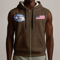 Tuskegee Airmen WWII Heroes Sleeveless Zip Hoodie The Great American Aviators Brown Leather Pattern - Wonder Print Shop
