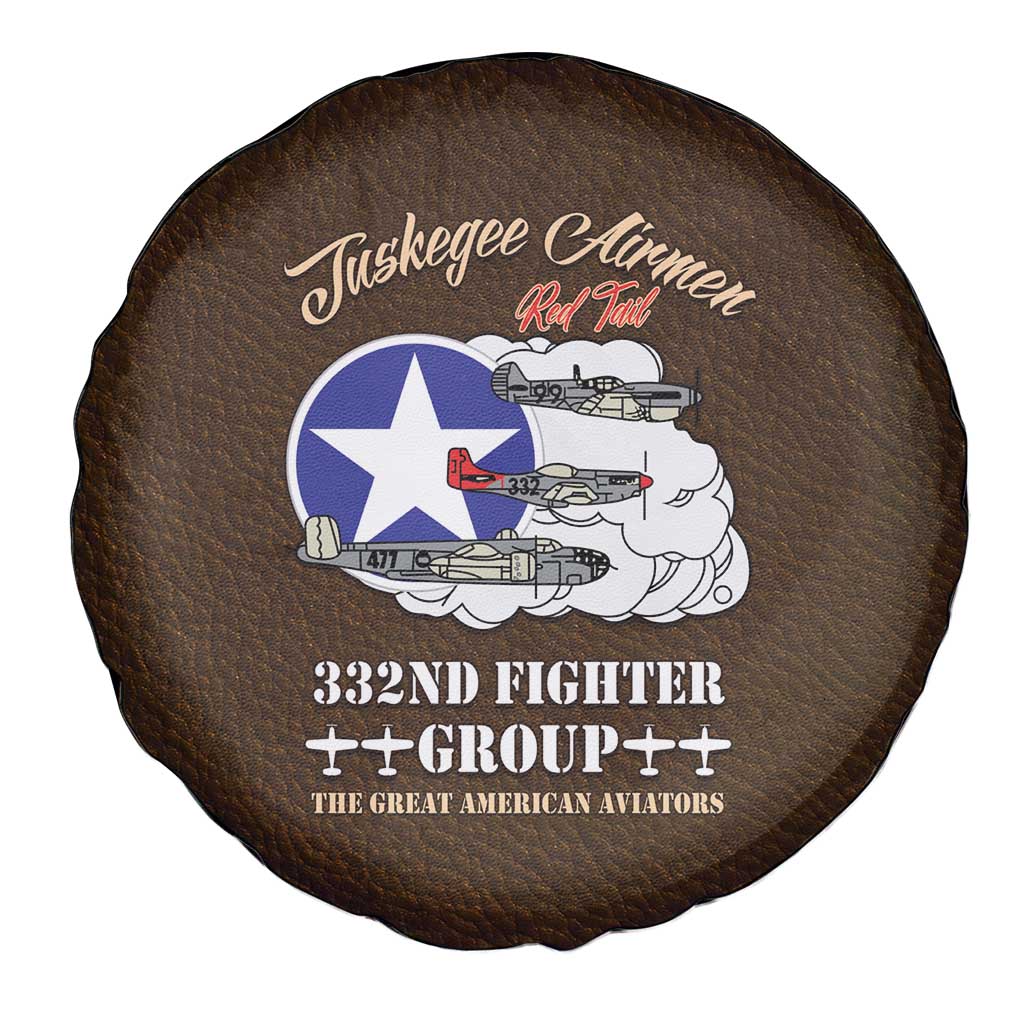 Tuskegee Airmen WWII Heroes Spare Tire Cover The Great American Aviators Brown Leather Pattern - Wonder Print Shop