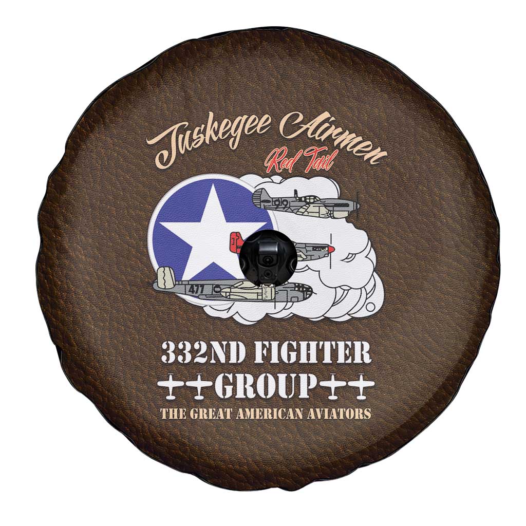 Tuskegee Airmen WWII Heroes Spare Tire Cover The Great American Aviators Brown Leather Pattern - Wonder Print Shop