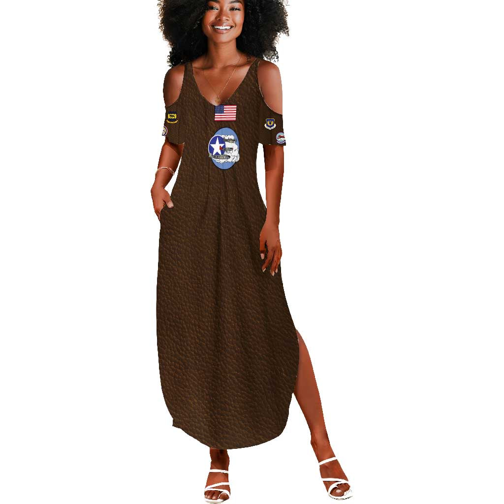 Tuskegee Airmen WWII Heroes Summer Maxi Dress The Great American Aviators Brown Leather Pattern - Wonder Print Shop