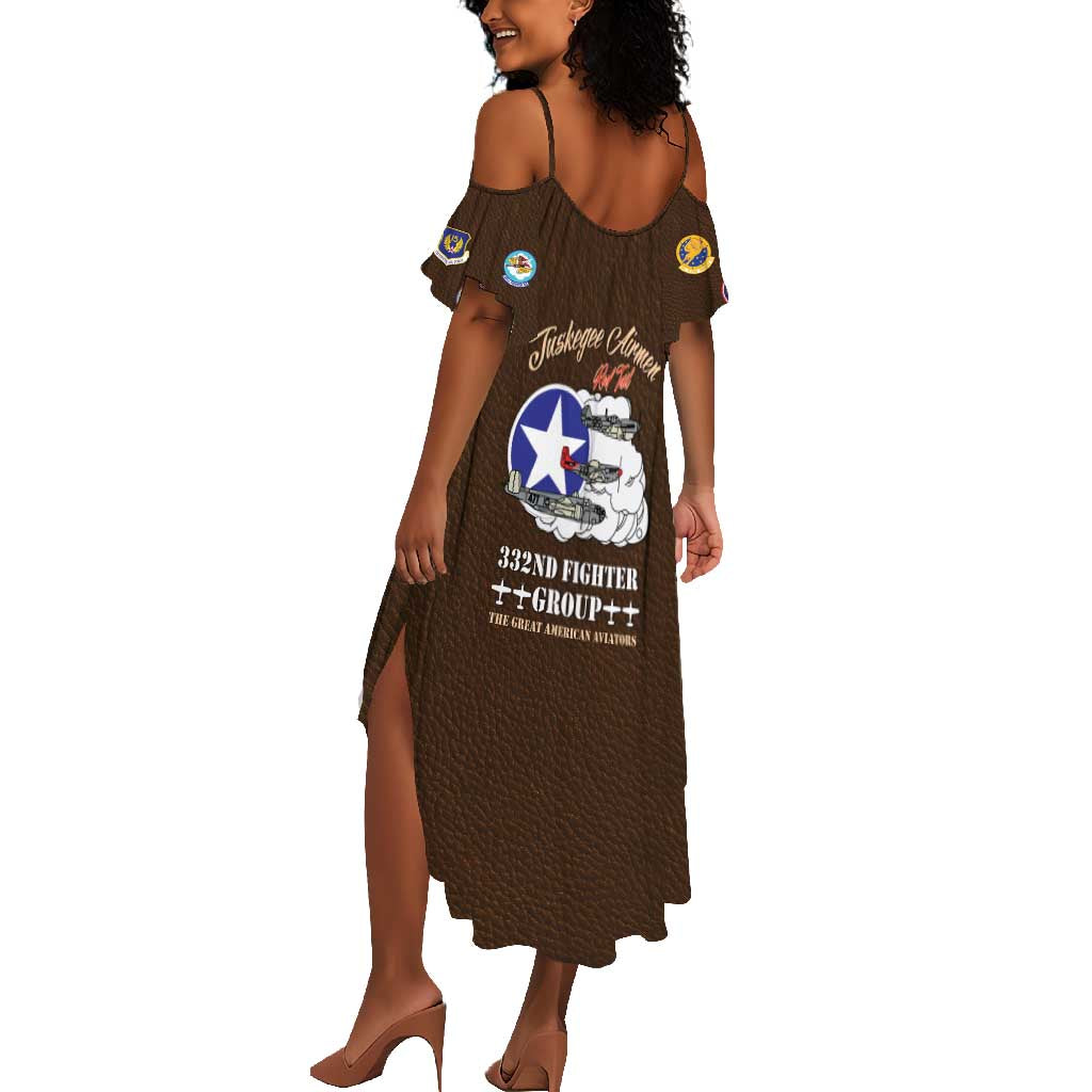 Tuskegee Airmen WWII Heroes Summer Maxi Dress The Great American Aviators Brown Leather Pattern - Wonder Print Shop