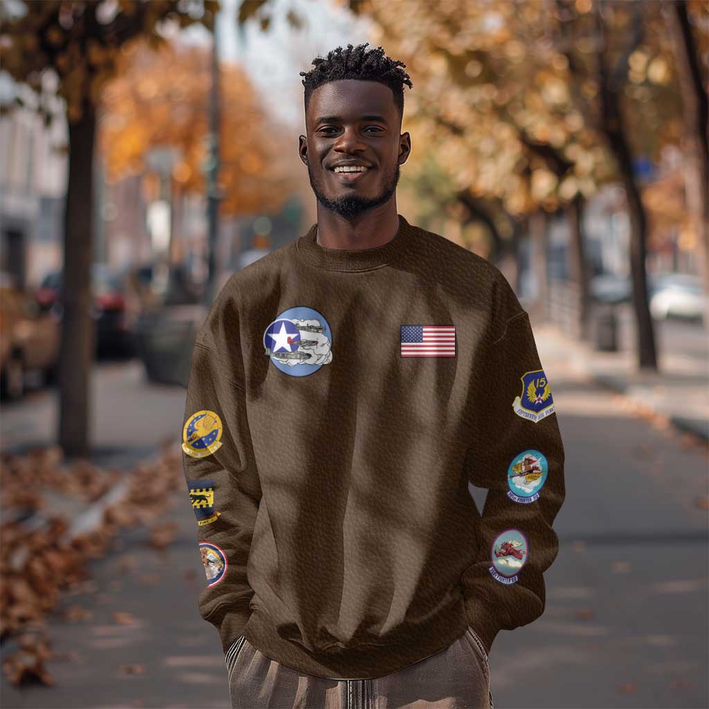 Tuskegee Airmen WWII Heroes Sweatshirt The Great American Aviators Brown Leather Pattern - Wonder Print Shop