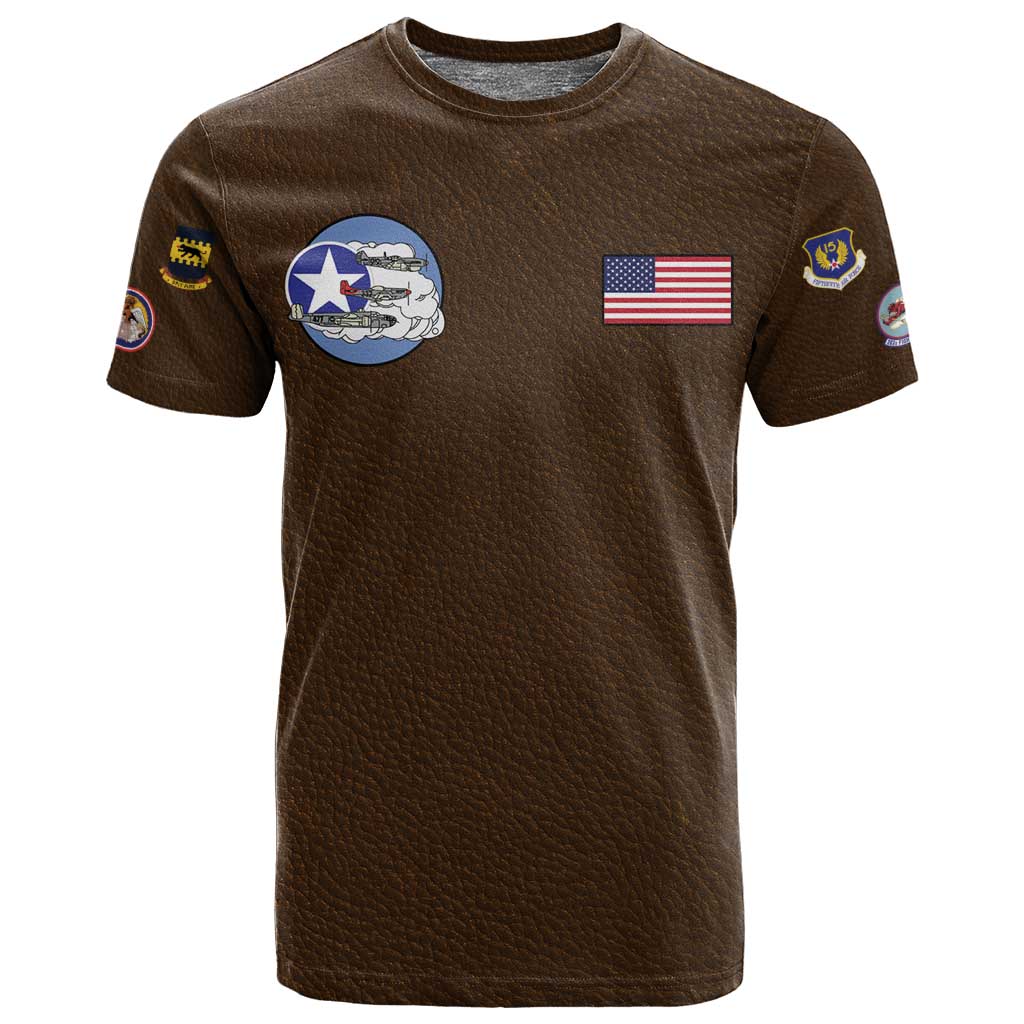 Tuskegee Airmen WWII Heroes T Shirt The Great American Aviators Brown Leather Pattern - Wonder Print Shop